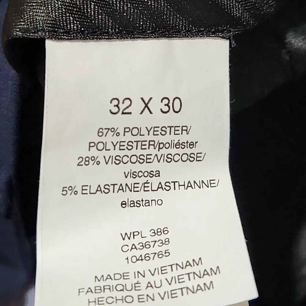 J.M Haggar Dress Pants Size 32x30 Navy Blue Color Flat Front.   New